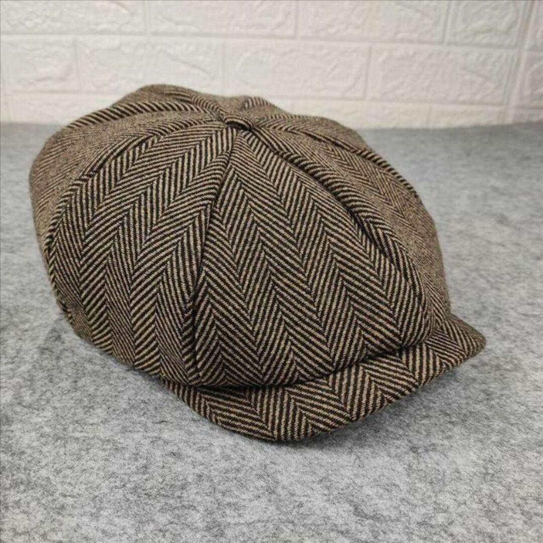【お値下げ中】ハンチング帽 キャスケット ブラウン ベレー帽 クラシック ヘリンボーン_画像3