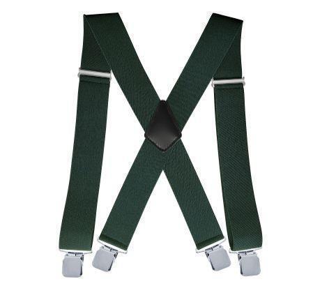 【深緑】5cm 幅広 サスペンダー 太め 調節可能 男女兼用 ズボン吊 X型 4点留め_画像6