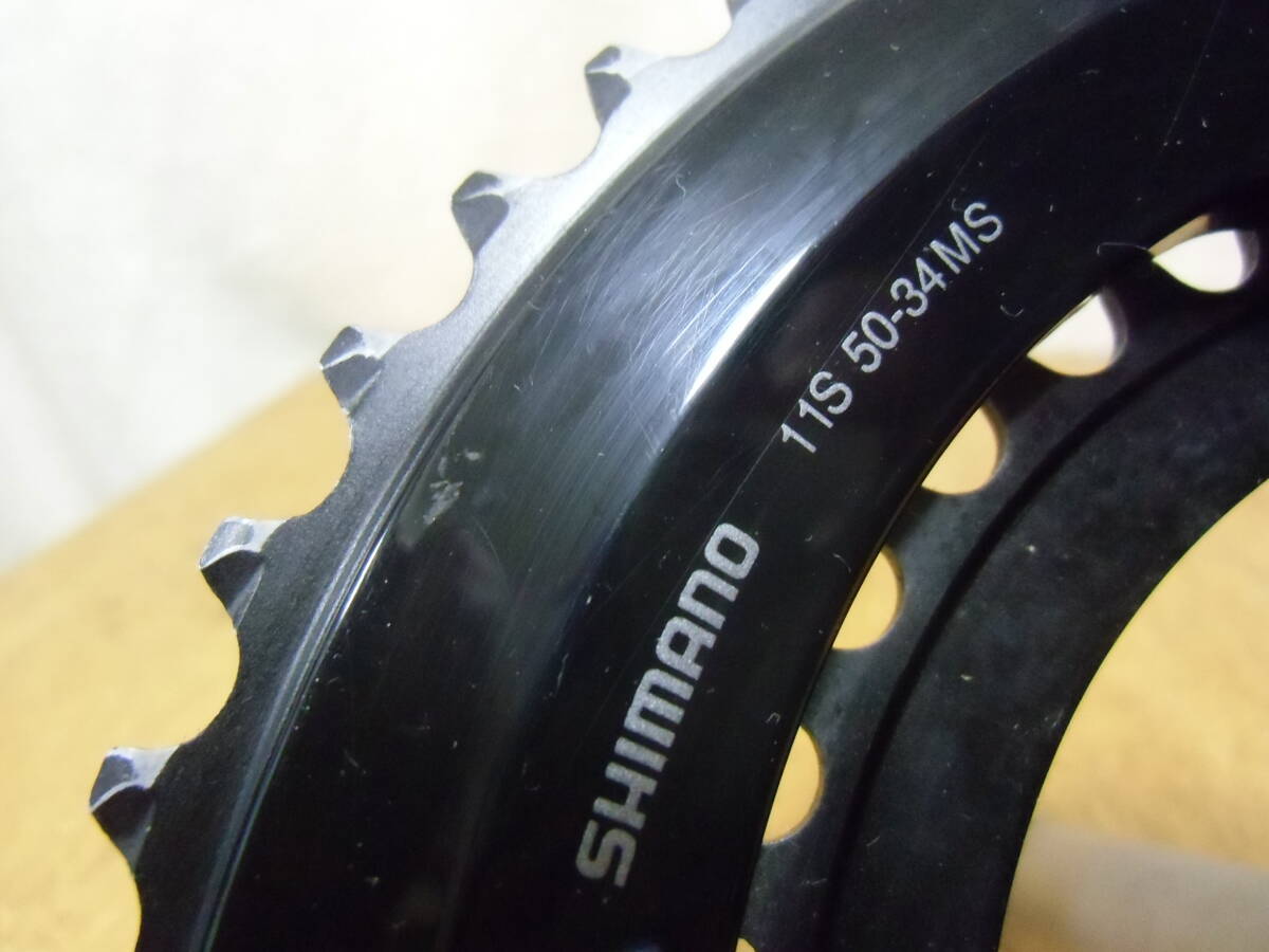 Shimano 105 R7000 2x11 ブラック セット （▼クランクだけ廉価なFC-RS510）中古_チェーンリングの状態