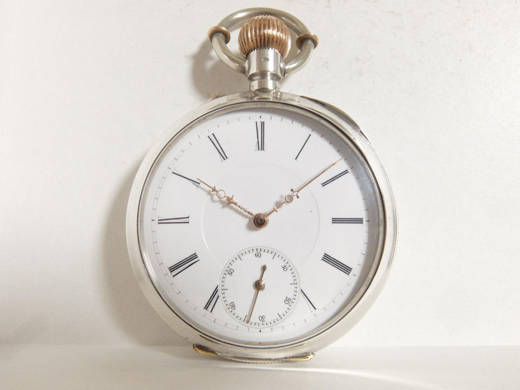 商館時計 アール・シュミット商会（へロブ商会） 16石 高級機 明治23年～27年（1891～1895年） 銀無垢ケース 分解清掃済み 綺麗ですの画像1