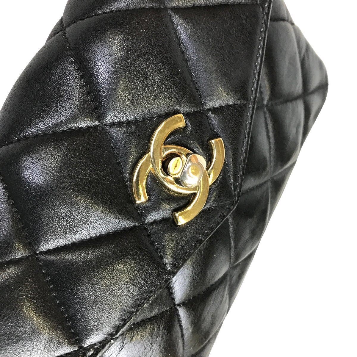 【1円～】シャネル CHANEL バッグ ウエストバッグ マトラッセ ココマーク ラムスキン レザー ターンロック ゴールド金具 ブラック 中古の画像7