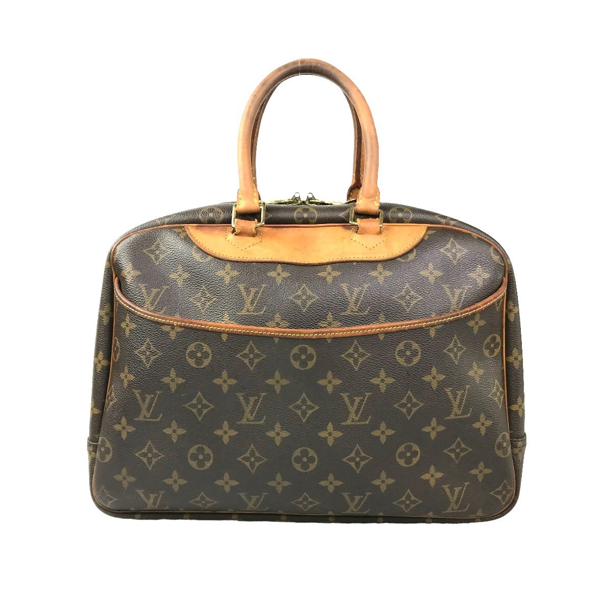 1円～ ルイヴィトン Louis Vuitton バッグ ハンドバッグ ボストンバッグ ドーヴィル モノグラム M47270 レザー ブラウン 中古_画像1