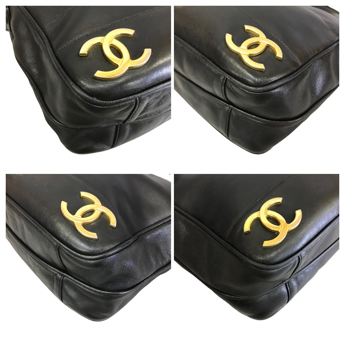 【1円～】シャネル CHANEL バッグ ハンドバッグ トートバッグ トリプルココ マトラッセ ラムスキン レザー ブラック 中古の画像10