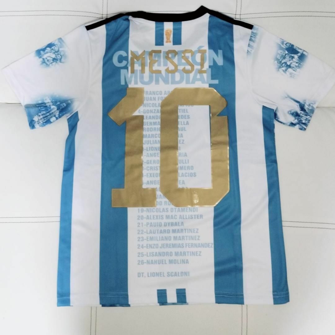 記念版 メッシ 白パンツアルゼンチン代表 160子供サッカーユニフォームの画像3
