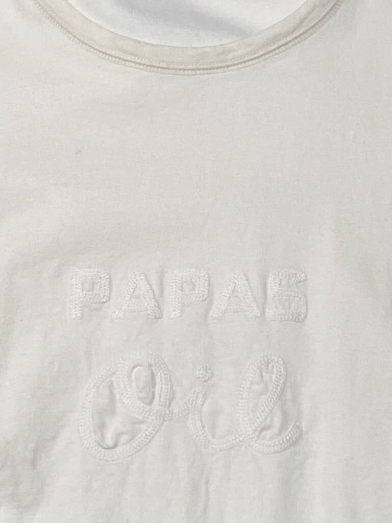 ◆Papas/パパス/ダブルフェイス/Tシャツ /スウェット感覚/半袖 /肉厚/ゆったり/ロゴ/生成系/メンズ/sizeLの画像1