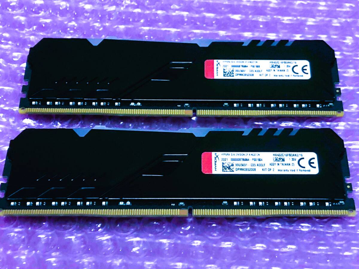 KINGSTON HYPERX DDR4-3200 8GB RGB 2枚セット 計16GB 中古品 型番：HX432C16FB3AK2/16 FURYの画像2