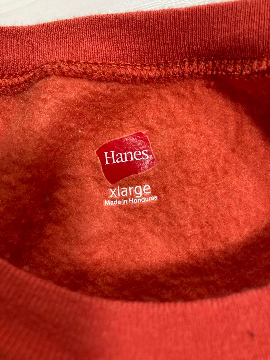 ヘインズ　古着　スウェット　hanes トレーナー　ビンテージ XL 無地　オレンジ　アメカジ