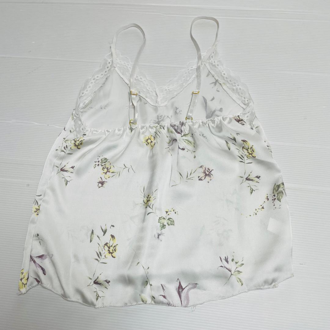 セクシーランジェリー ルームウェア 白 ホワイト パジャマ ナイトウェア セットアップ 花柄 フラワー ボタニカル EG26の画像5