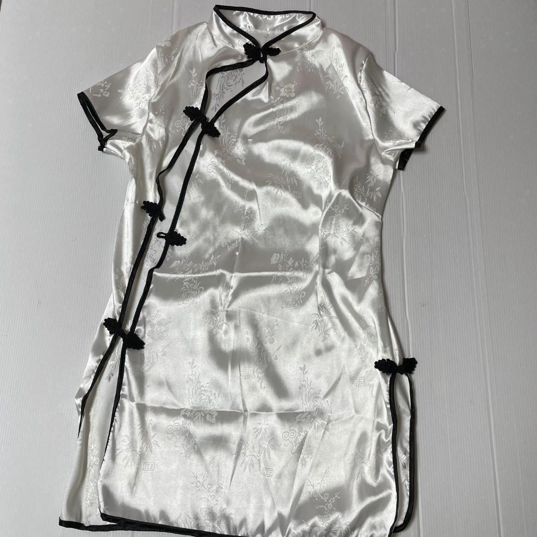 チャイナドレス ホワイト 白 ナイトウェア ルームウェア セクシーランジェリー コスプレ 衣装 スリット コスチューム EI31の画像5