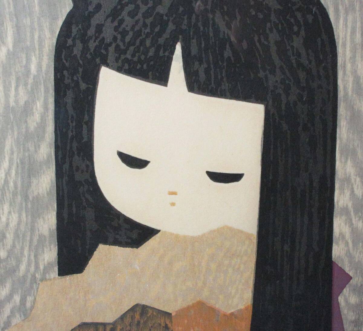 503505 木版画 河野薫 作 「おうぎ」（額装／画家）_画像5