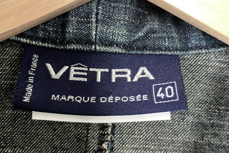 状態良！ VETRA フランス製 デニム カバーオール 40 べトラ denim ワーク ジャケット インディゴ Indigoの画像3