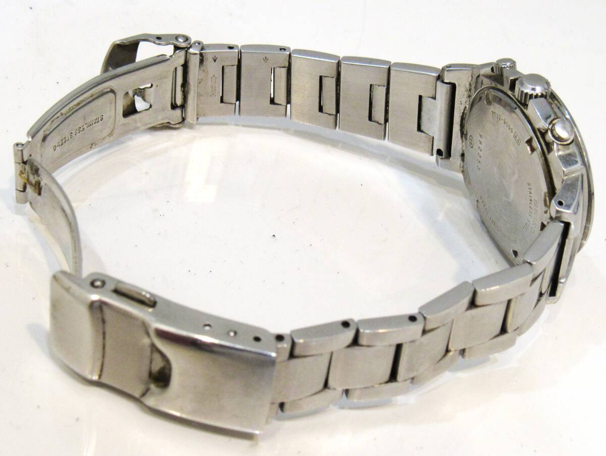 SEIKO セイコー クロノグラフ デイト 7T32-9000 クォーツ 腕時計 青文字盤 ベルト純正 不動品 ユーズド品 電池切れ kdKTの画像7