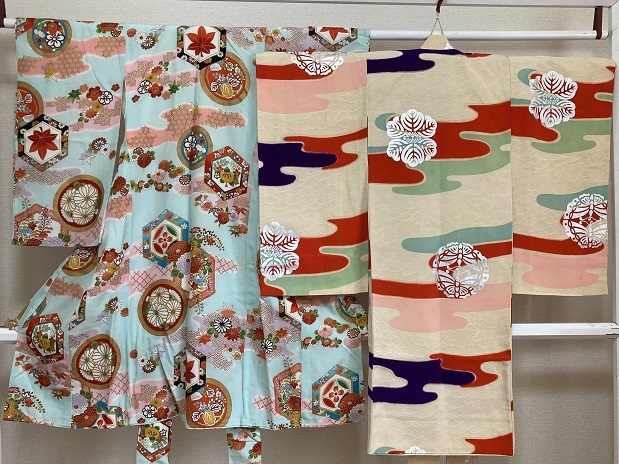 411. Showa Retro * used * pretty child kimono etc. together all 15 point classic pattern / festival / knob skill / doll / pouches / hobby handicrafts / tea utensils / old cloth remake / festival 