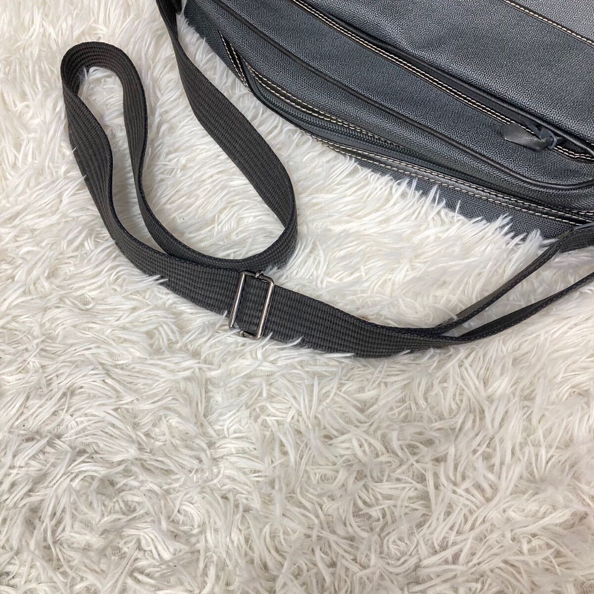  Dunhill dunhill shoulder bag sakoshu diagonal .. Cross body PVC leather leather black black gray Logo type pushed . business men's 