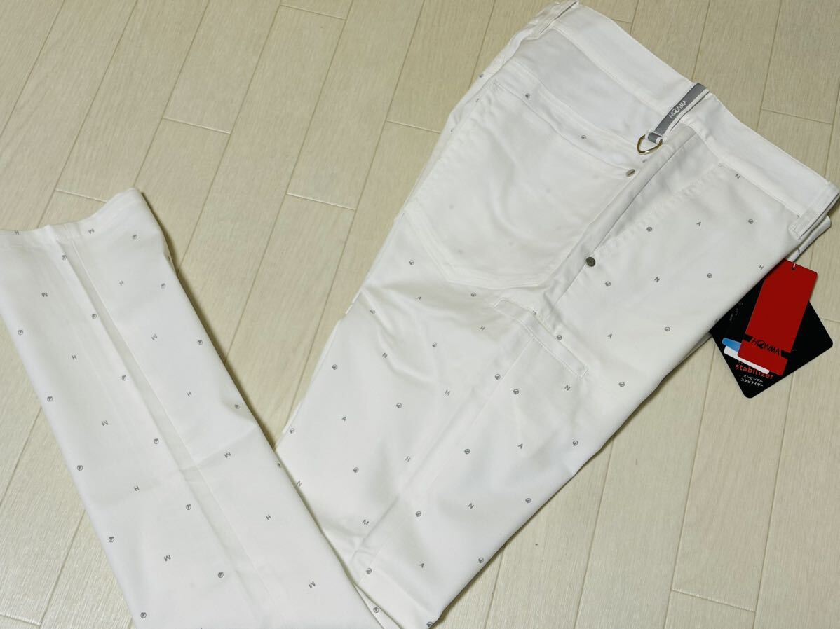  new goods * Honma Golf HONMA GOLF monogram logo design right side pocket COOLMAX slim stretch pants / spring summer / white /w79/ postage 185 jpy 