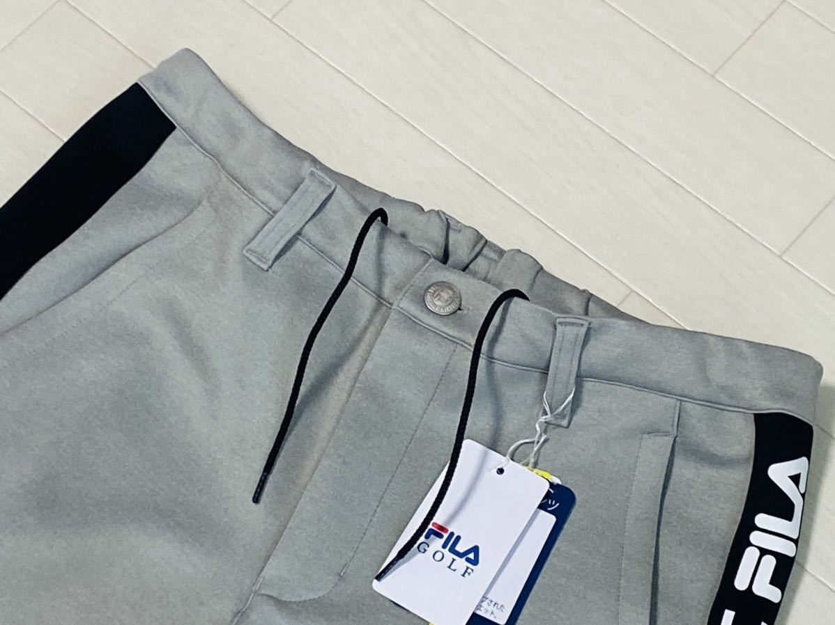 新品★FILA GOLF フィラ ゴルフ サイドライン切替 軽量ダンボールニット スウェット テーパード ジョガーパンツ/春夏/グレー/w82の画像4