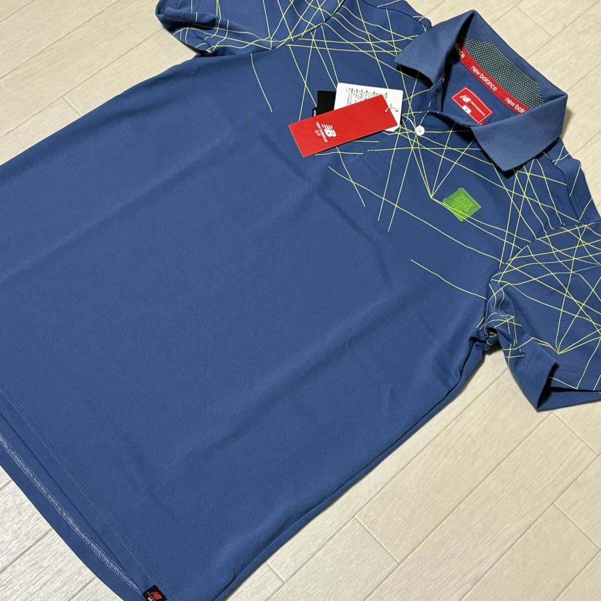 新品★ニューバランス ゴルフ New Balance Golf グラフィックデザイン 吸汗速乾 半袖ポロシャツ/ブルー/サイズ5(L)/送料185円の画像2