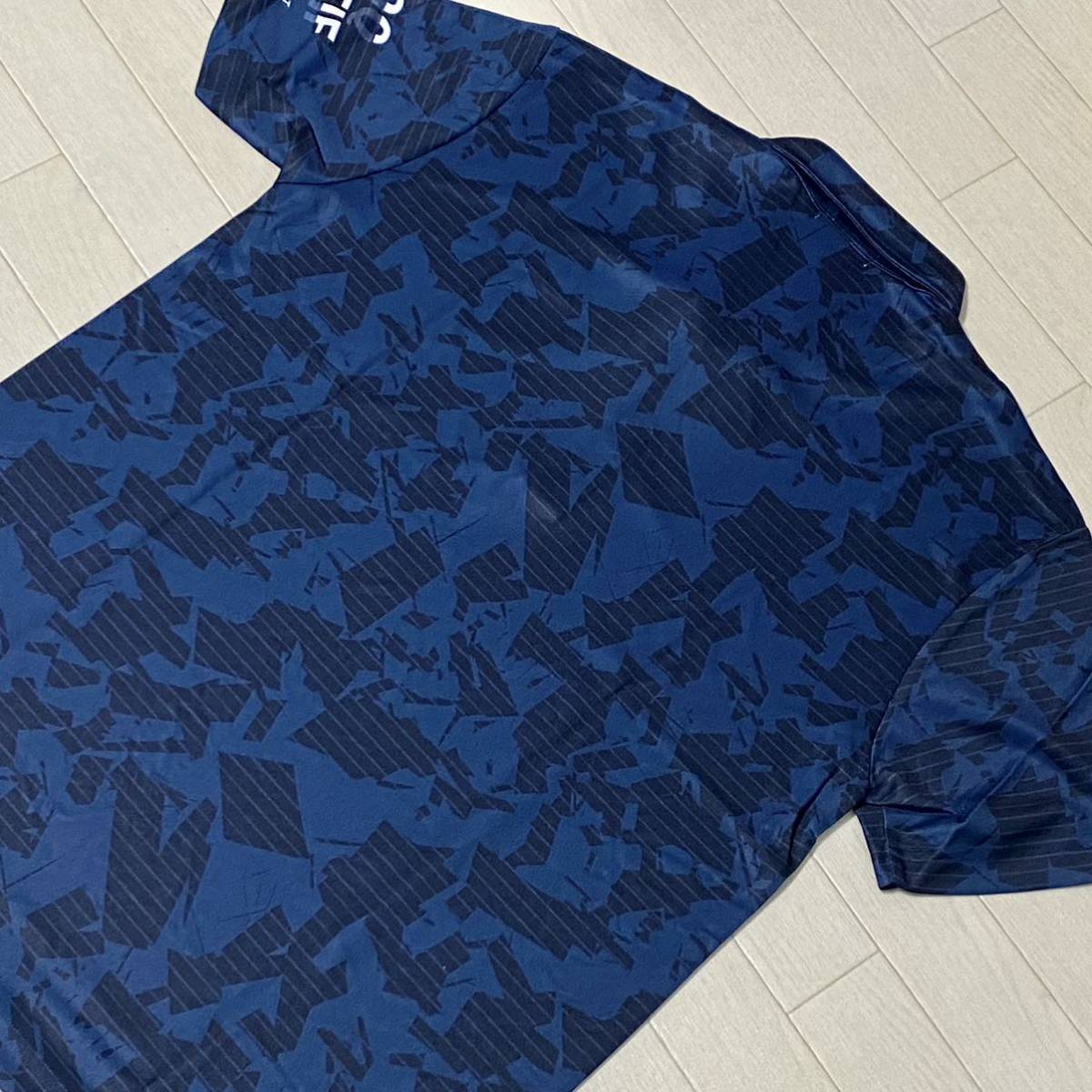 新品★ルコック le coq sportif グラフィック柄 吸汗速乾 半袖ポロシャツ★ネイビー★サイズM★送料185円の画像4