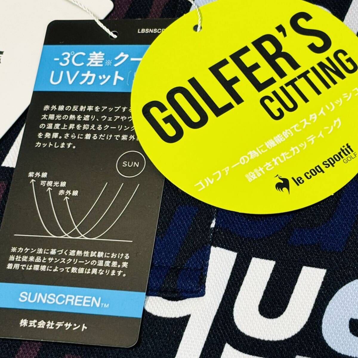 新品★ルコック ゴルフ マルチカラー GOLFER'S CUTTING サンスクリーン 吸汗速乾 半袖ポロシャツ★ネイビー★サイズM★送料185円の画像5