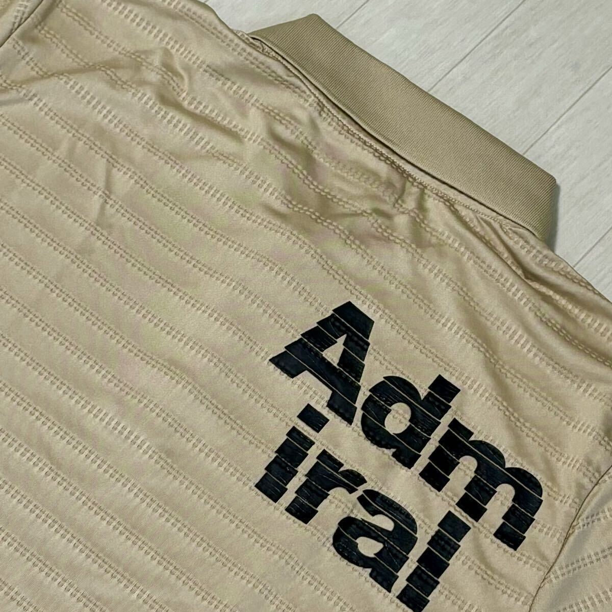 新品★アドミラル ゴルフ Admiral Golf メッシュボーダー 吸水速乾 半袖ポロシャツ★ベージュ★サイズLL★送料185円の画像4