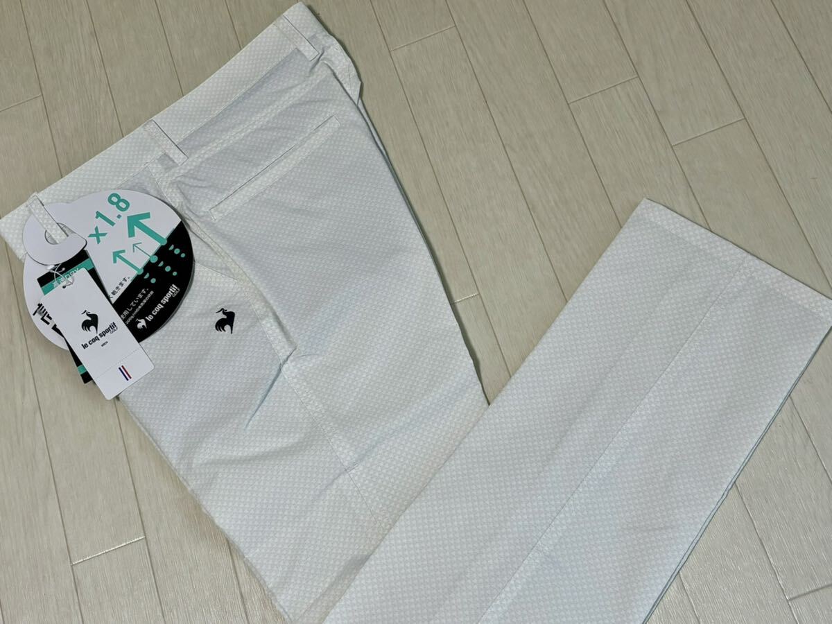  new goods * Le Coq Golf total pattern EXcDRY high speed dry . sweat speed . stretch 9 minute height tapered pants / spring summer / gray × white /w79/ postage 185 jpy 