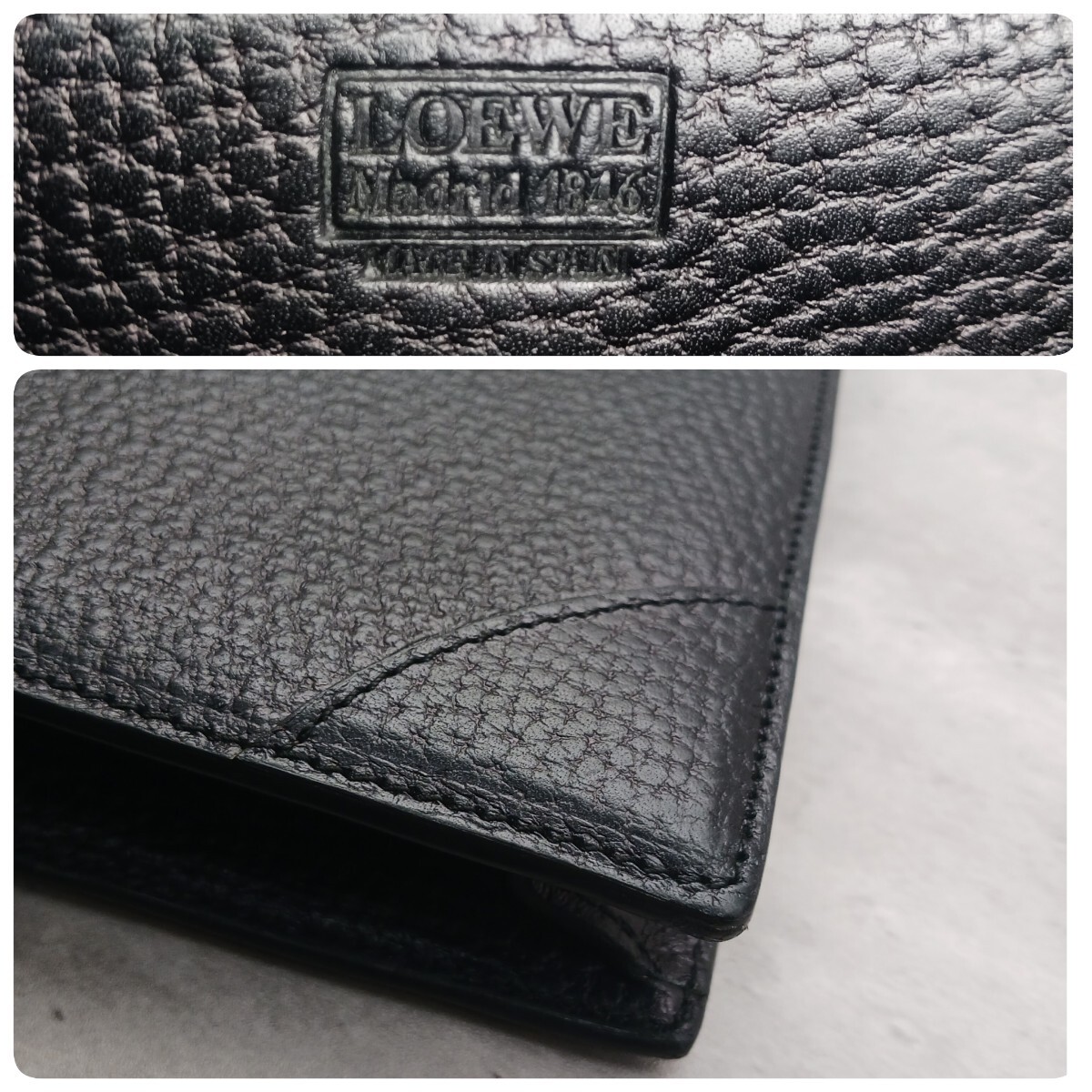  превосходный товар LOEWE Loewe портфель ручная сумочка портфель все кожа Gold металлические принадлежности Logo печать дыра грамм A4 возможно черный чёрный 