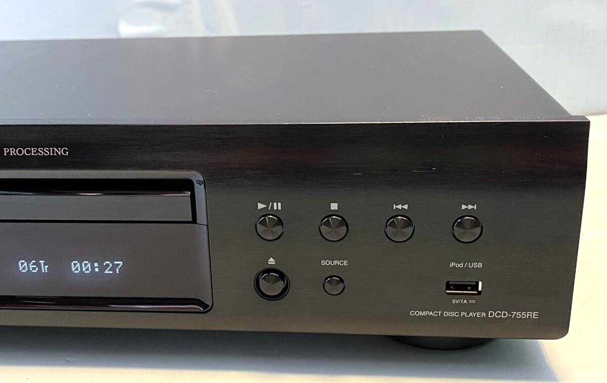 【動作OK／30日間返品保証】リモコン付き！！ CD/USBプレイヤー Denon デノン DCD-755RE ブラックの画像3