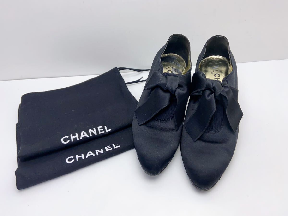 X168 シャネル スエード ショートブーツ パンプス リボン ヒール 35 X168 シャネル CHANEL スエード ショートブーツ パンプス リボン