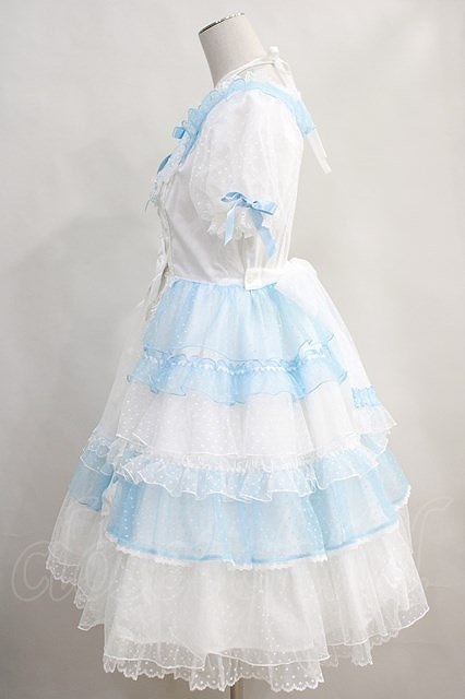 Angelic Pretty / topping Heart One-piece Free white / sax H-24-04-04-007-AP-OP-NS-ZH