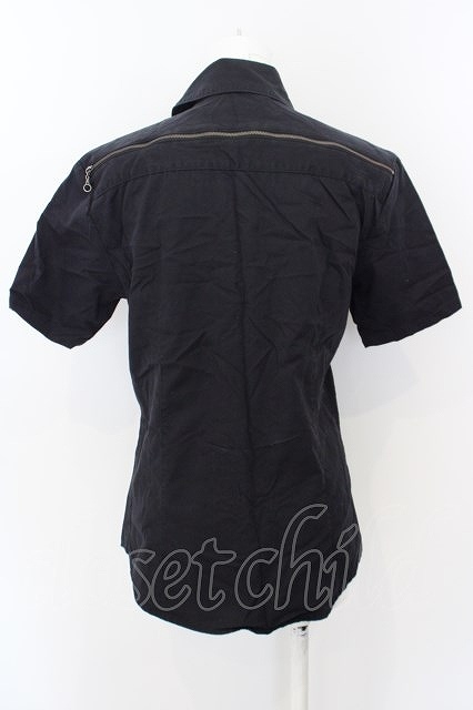 BPN FOR MEN / плечо Zip короткий рукав блуза M черный O-24-04-21-026-GO-BL-IG-OS