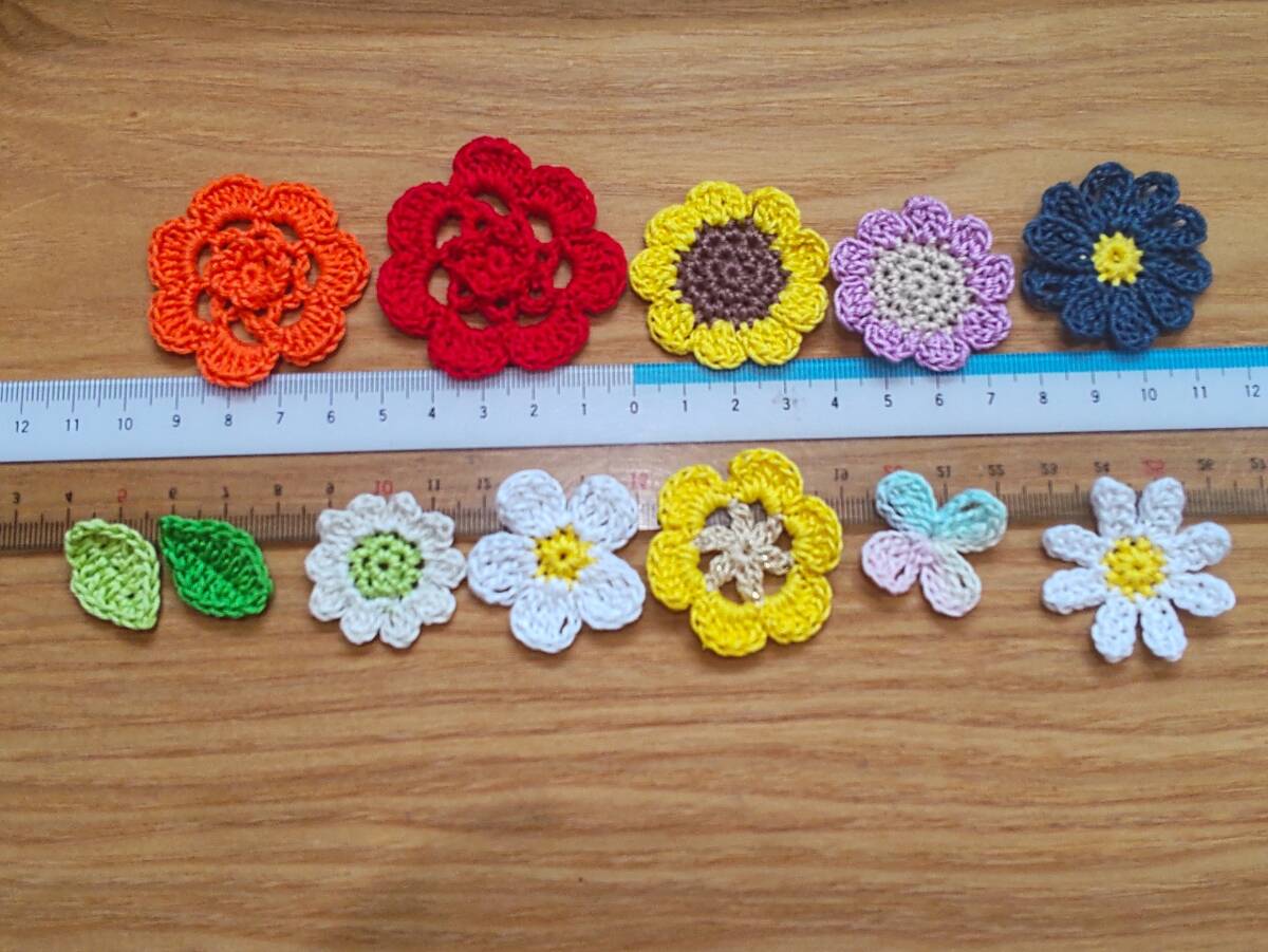 レース編みお花のモチーフ♪ お花 ひまわり（平ら） いっぱい  ハンドメイドの画像3