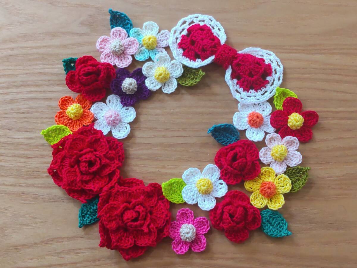  lacework motif!. flower red rose Ribon hand made 