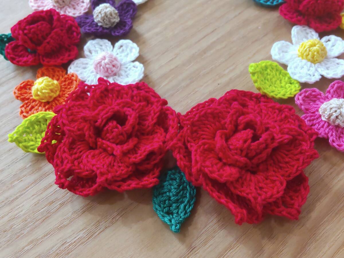  lacework motif!. flower red rose Ribon hand made 