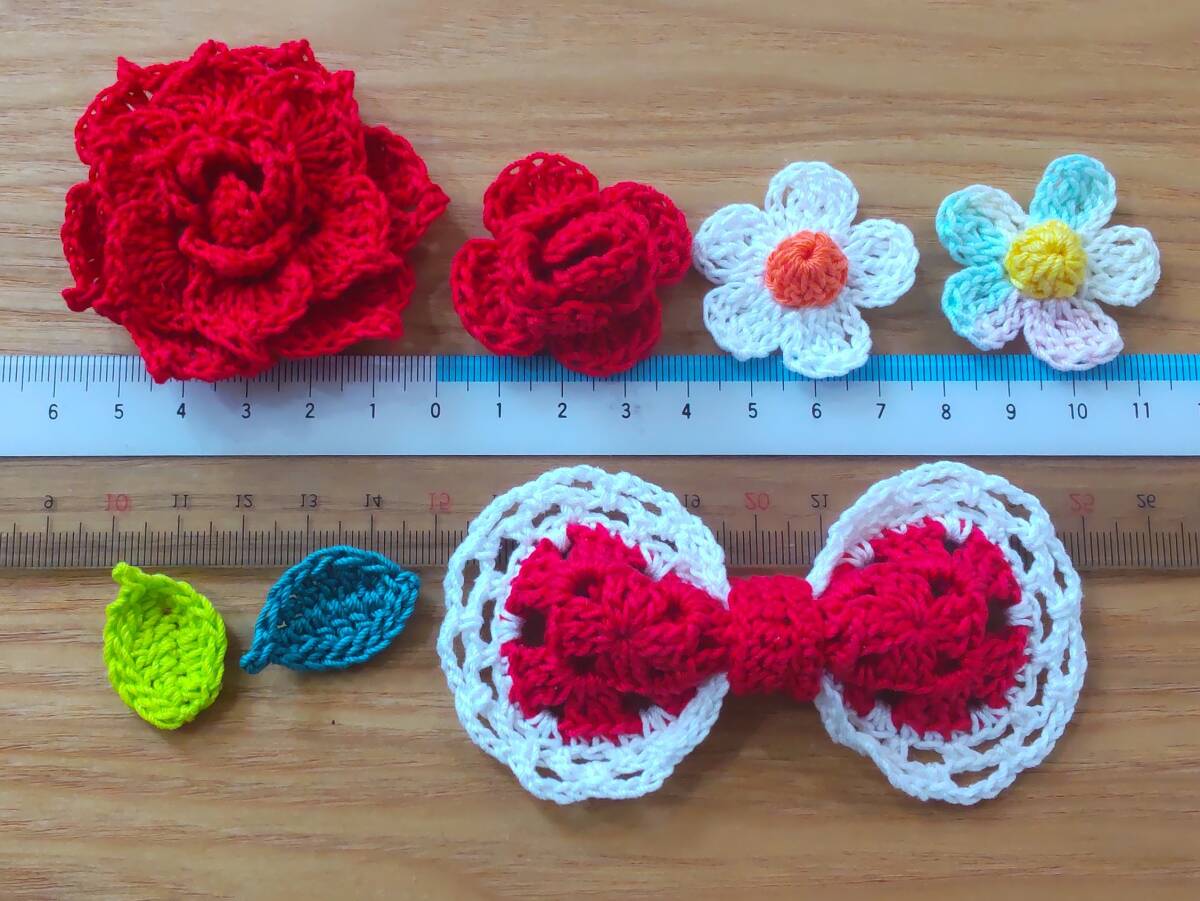 lacework motif!. flower red rose Ribon hand made 