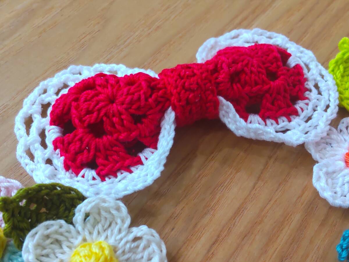  lacework motif!. flower red rose Ribon hand made 