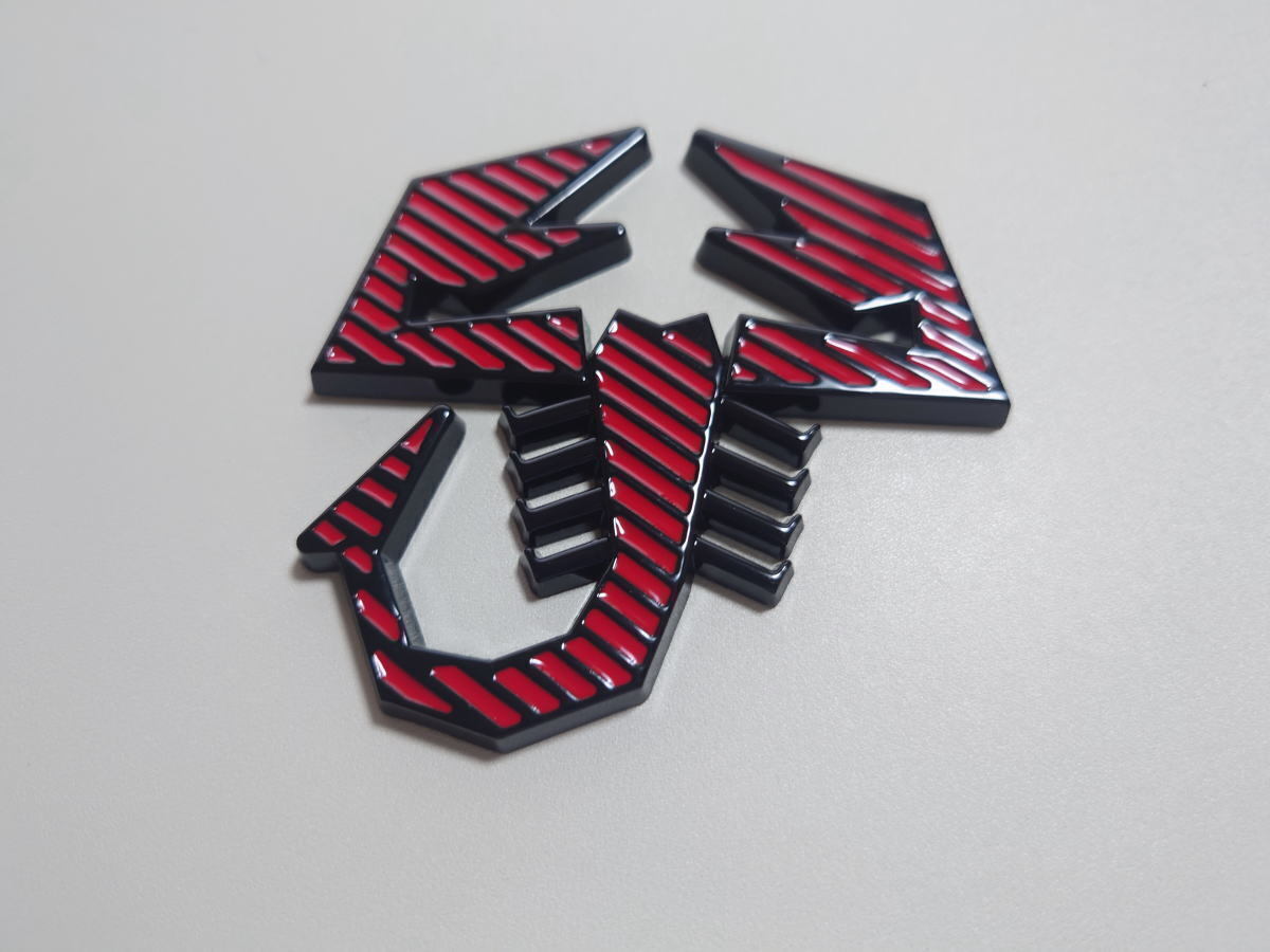  Fiat abarth ABARTH 3D Scorpion diffuser grill metal badge accessory attaching black . body color : red 