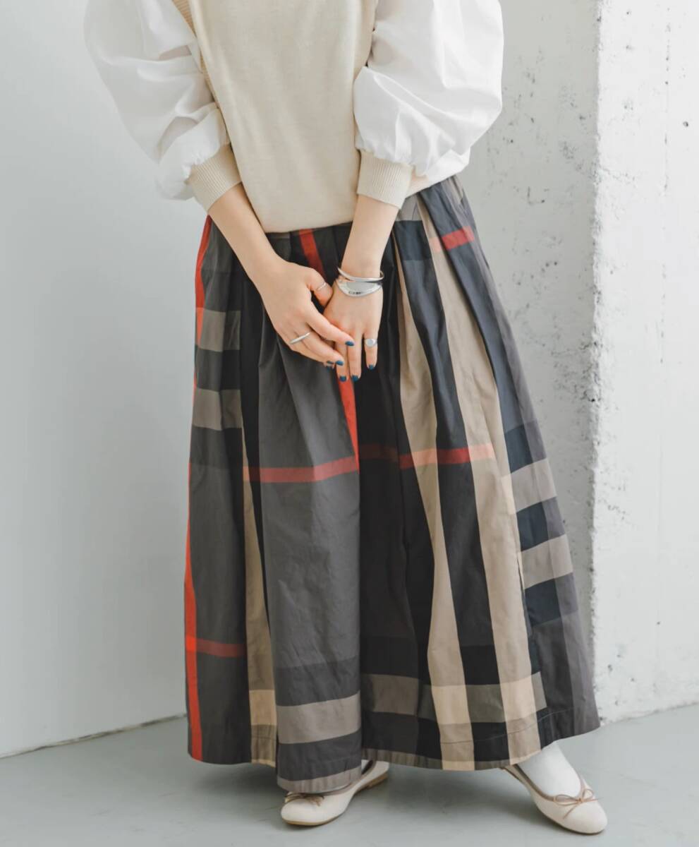* new goods season new goods adult casual check volume flair long height large pattern check flair skirt red line 