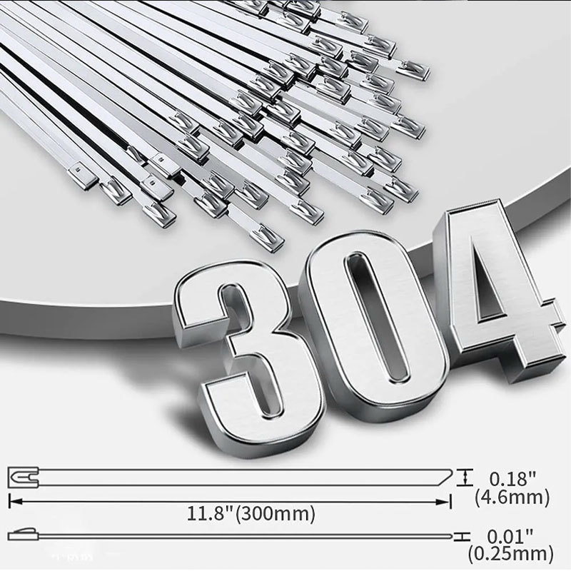  304 ステンレス タイラップ 100本 結束バンド SUS304 金属バンド インシュロック 4.6mm 300mm エキマニ バンテージ マスラー 熱対策 高耐の画像7