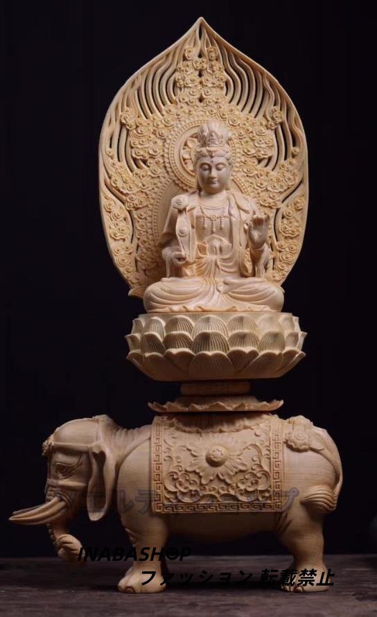 仏教美術 精密彫刻 仏像 手彫り 極上品 文殊菩薩座像　普賢菩薩座像　 高さ約36.5cm_画像5