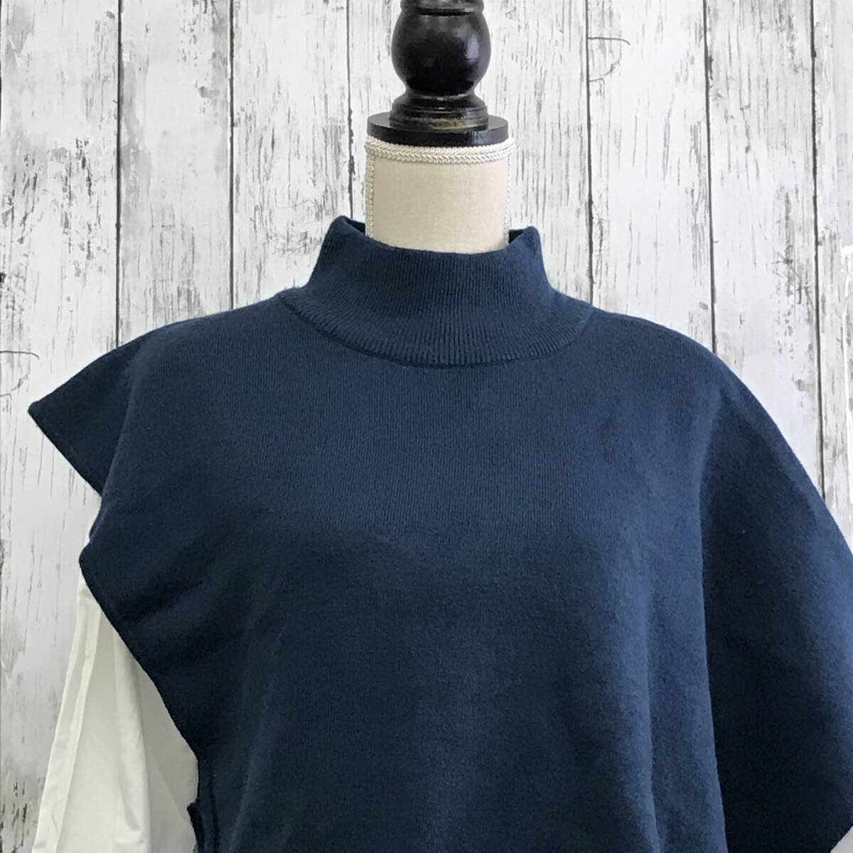 MURUA 　ムルーア　ベストレイヤードシャツワンピース　Fサイズ　ブルー　絶妙な丈感　S5.5-192　USED_画像2