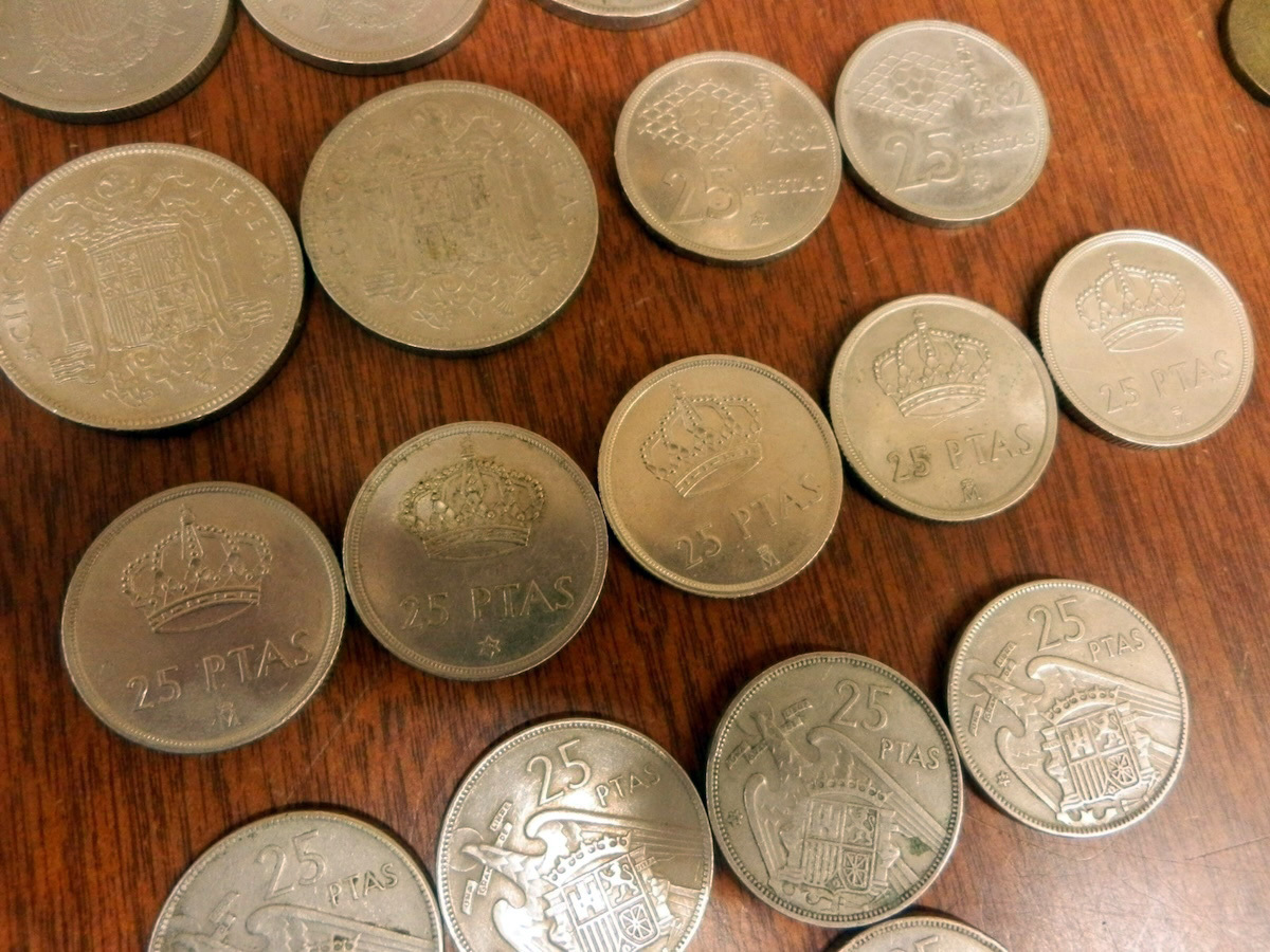 貨幣 硬貨 海外古銭 22 / スペイン PESETA PTAS ペセタ CENTIMOS センティモ 重量:548.2g まとめて大量setの画像4