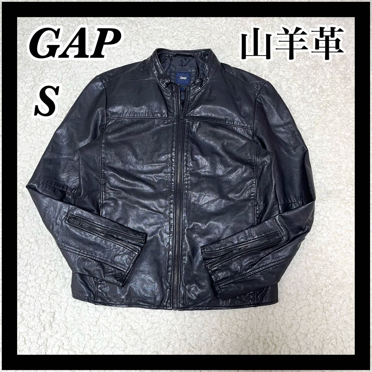 【レア】 GAP  ゴートレザー  シングル レザージャケット S オールド ライダースジャケット