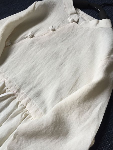 lgn 1722 ロングワンピース ステンド衿 アンティーク風 洋服ミックス ロマンファッション ポップ 麻100％ リネン ホワイトの画像6