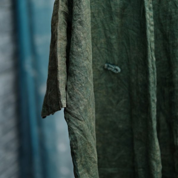 lgn 2049 カーディガン 羽織物 襤褸 アンティーク風 洋服ミックス ロマンファッション ポップ 麻100％ 純色 RINENリネン グリーン_画像5