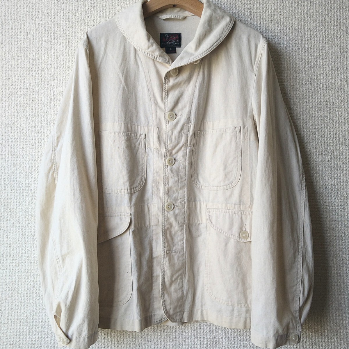 woolrich woolen mills アメリカ製 USA製 ショールカラー カバーオール 鈴木大器 L リネン コットン ネペンテス engineered garments_画像1