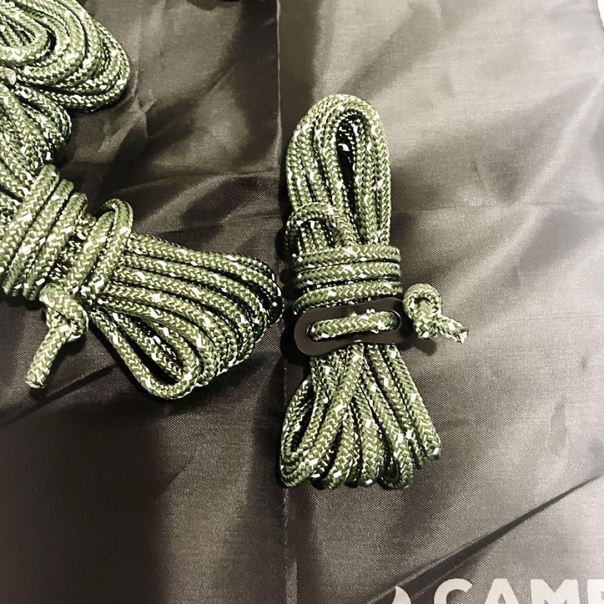 CAMP GREEB パラコード ガイロープ キャンプロープ 4mm  4m巻 タープロープ テントロープ 反射材入 自在金具付 