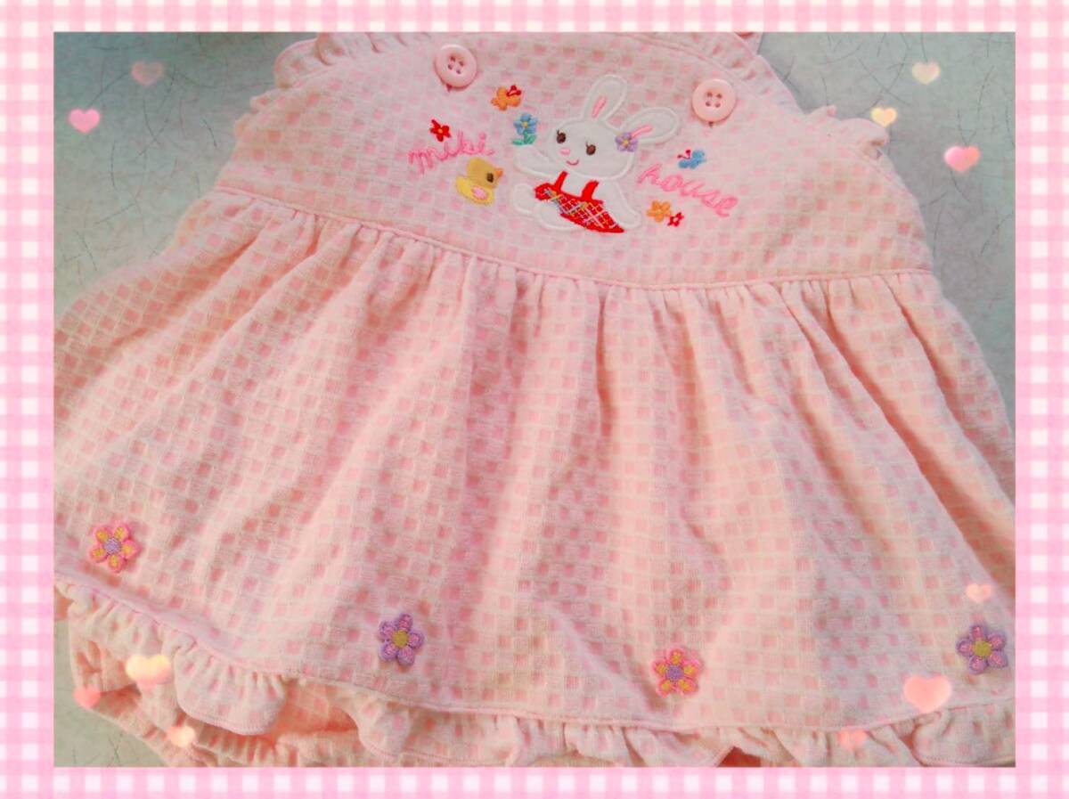 ミキハウス 女の子用 スカート付きロンパース FREEサイズ 6ヶ月〜２歳（70～90㎝前後）の画像3