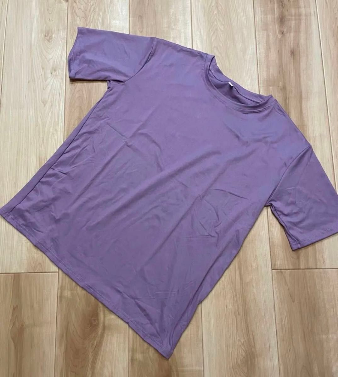 【SALE】　オーバーサイズ　ビッグTシャツ　パープル　紫　プルオーバー　2XL  無地　夏