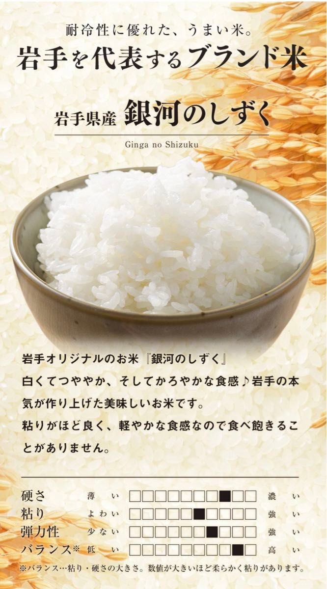 米　週末限定価格！5%OFF！早い者勝ち！【岩手県産銀河のしずく5kg】6年連絡で最高の特A評価を獲得♪