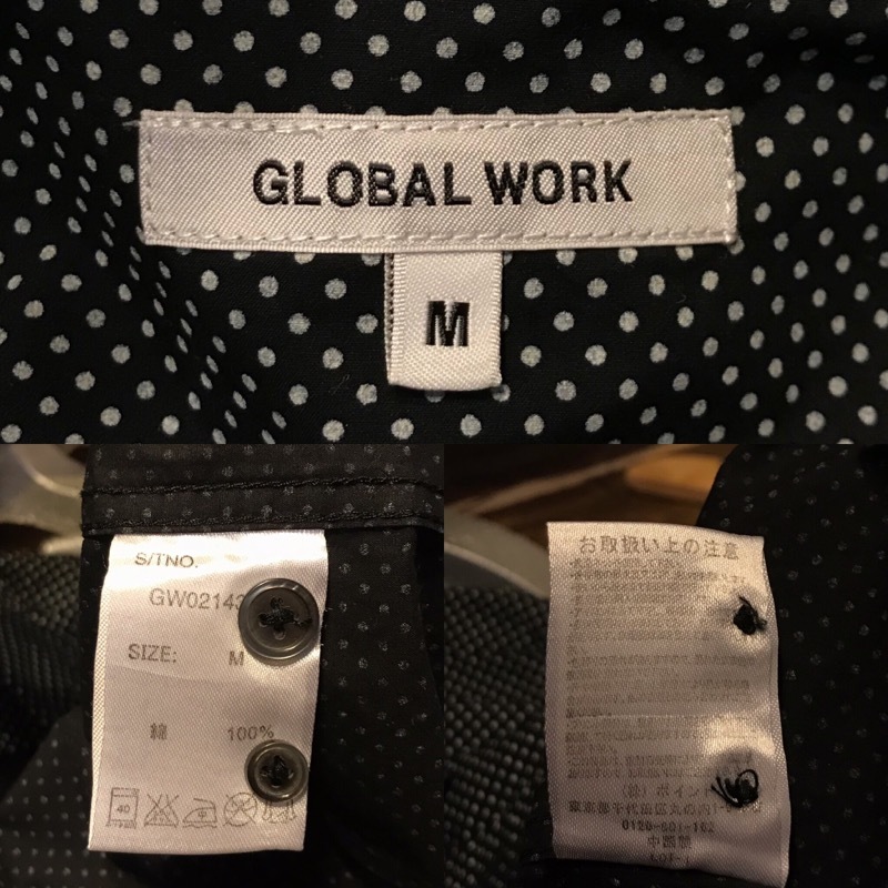 H292LP メンズシャツ GLOBAL WORK グローバルワーク カジュアル ドット 柄 ブラック 長袖 / M 全国送料一律520円_画像4